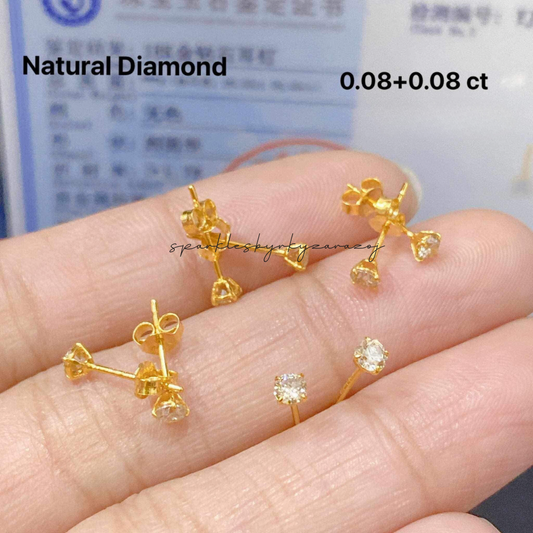 #7 Mini Earrings Natural Diamond 18k Saudi Gold