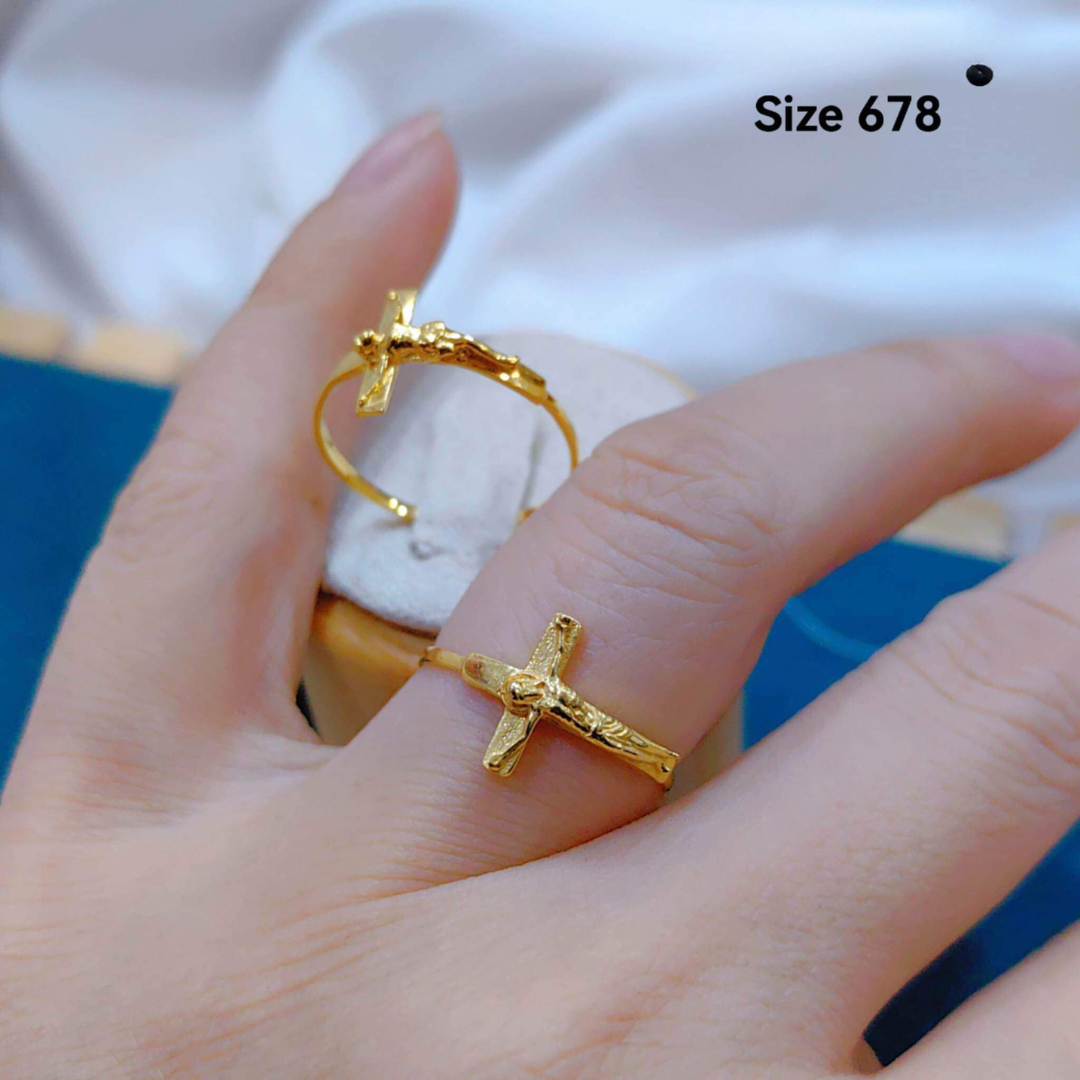 Cross Ring Solid 18k Saudi Gold