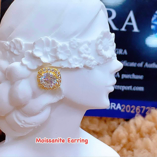 #15 Moissanite Earring 18k Saudi Gold