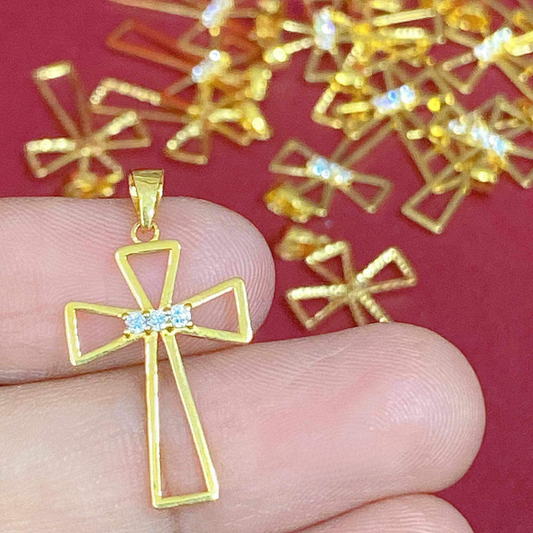 #4 Golden Cross Pendant Solid 18k Saudi Gold