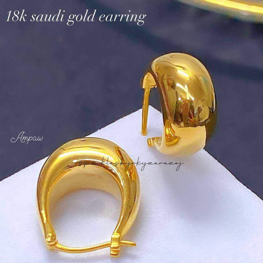 Dome Earrings Big Size Ampaw 18k Saudi Gold