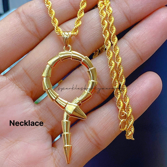 Serpentine Necklace 18k Saudi Gold