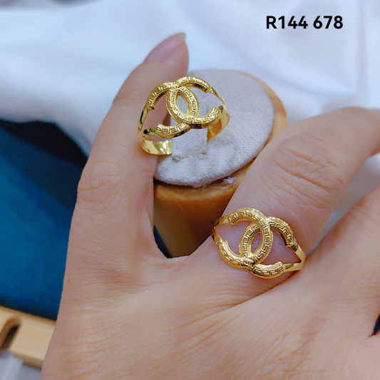 Golden CC Ring Solid 18k Saudi Gold