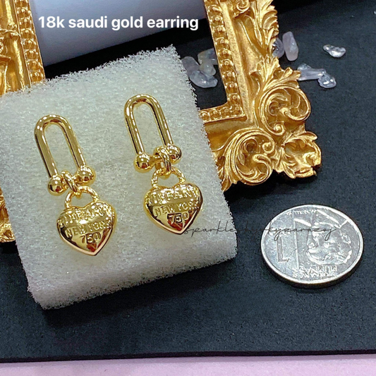 Hardware HeartDrop Earrings 18k Saudi Gold