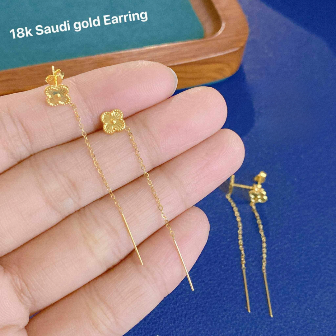 Tiktak earrings solid 18k saudi gold