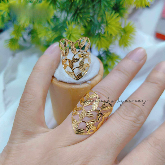 Palay Leaf Ring Solid 18k Saudi Gold