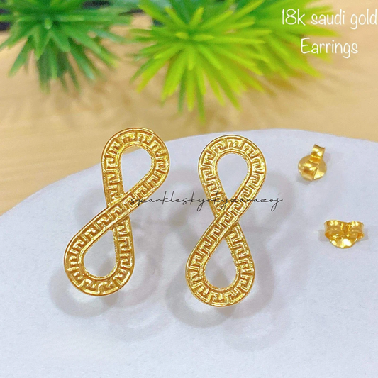 Infinity Earrings Only 18k Saudi Gold