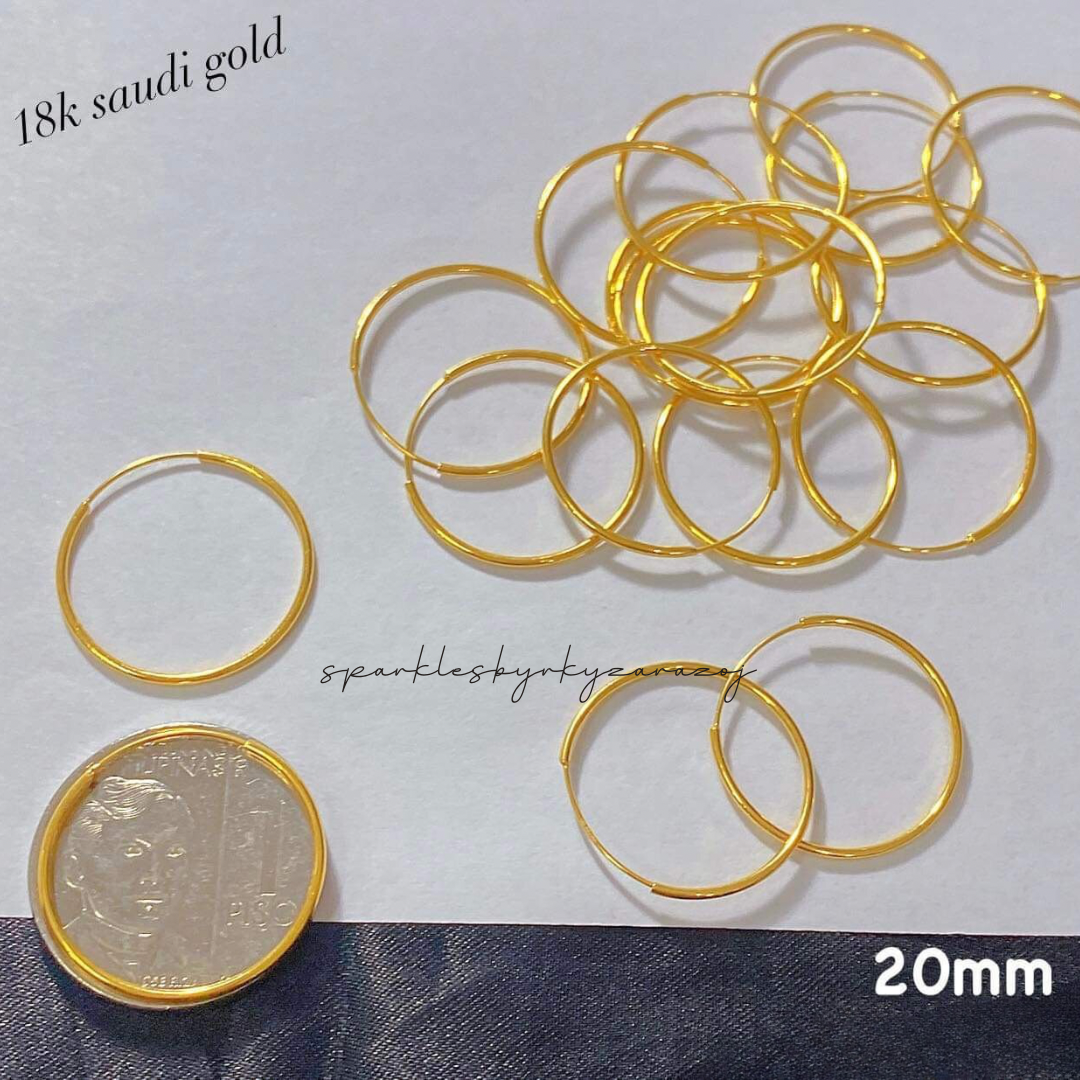 20mm Hoop Earrings 18k Saudi Gold