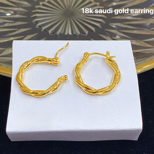 Twisted Earrings 18k Saudi Gold