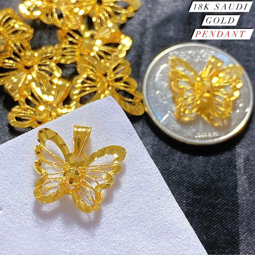 Elegant Butterfly Pendant 18k Saudi Gold