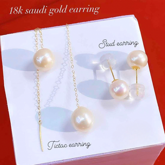 Tictac & Stud Earrings Per Pcs 18k Saudi Gold