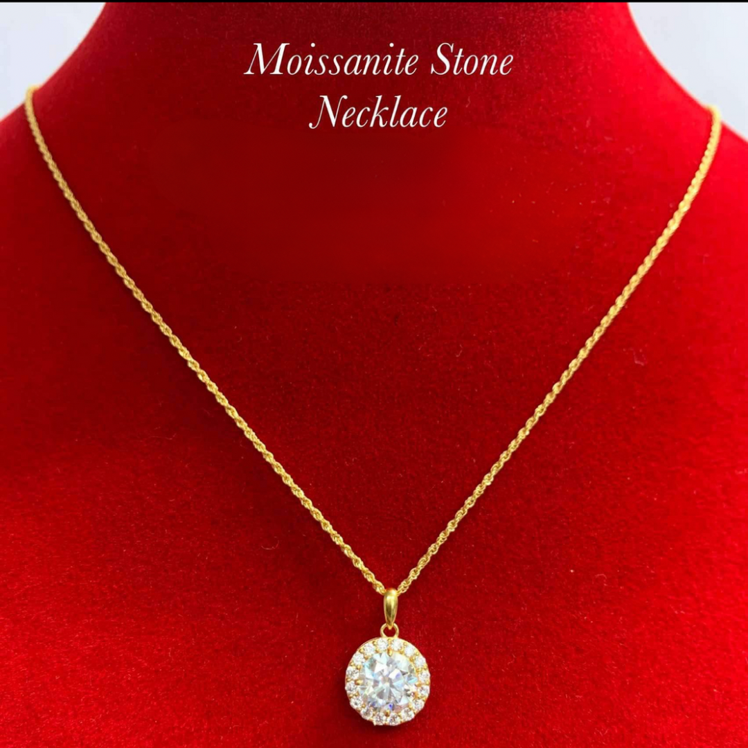 Circle Diamond Moissanite Stone Pendant Only Ampaw 18k Saudi Gold