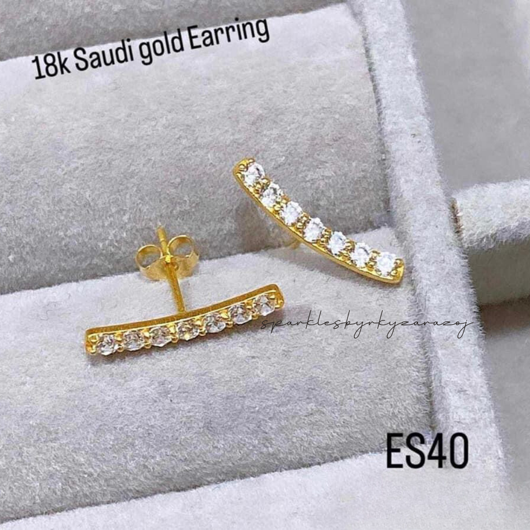 Smiley Earrings with Crystal 18k Saudi Gold