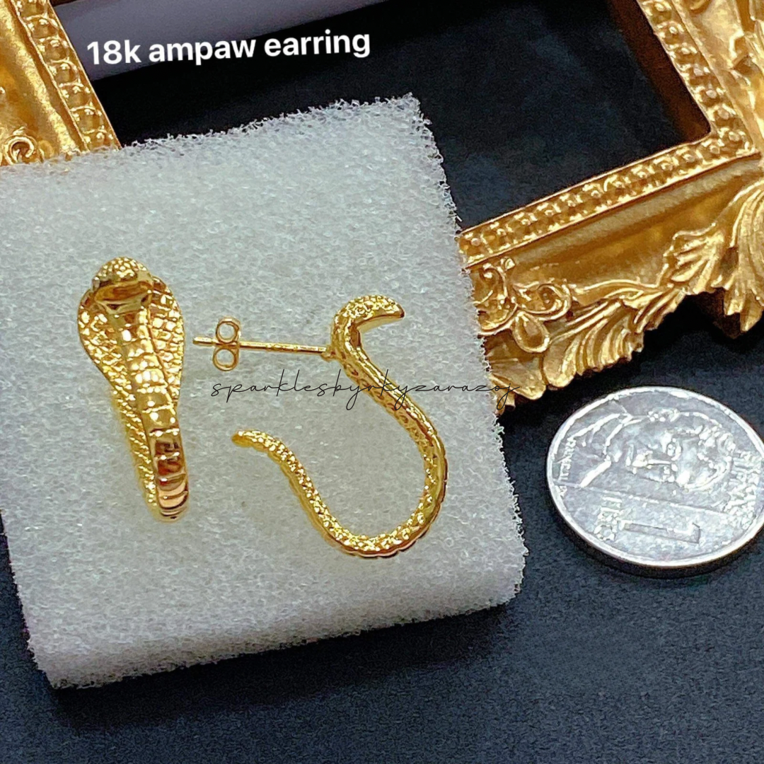 Mini Cobra Earrings Ampaw 18k Saudi Gold