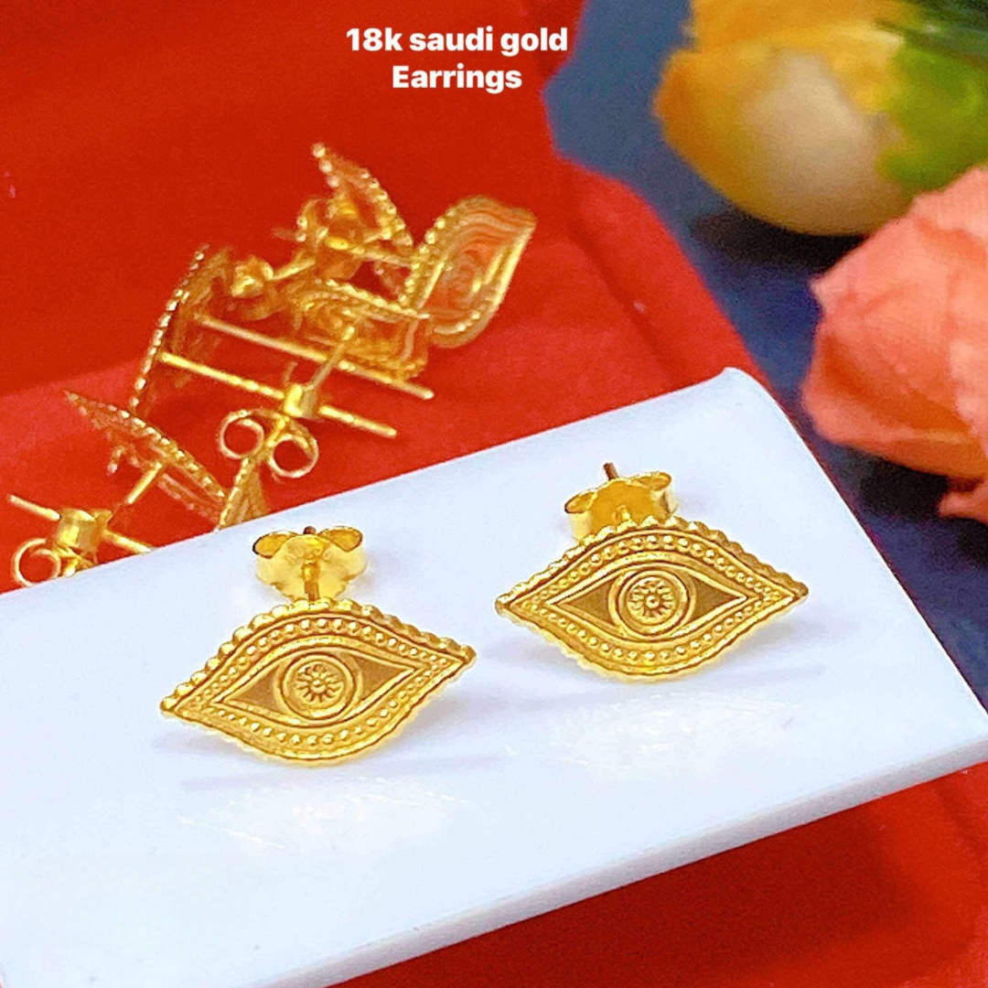 Gold Eye Earrings 18k Saudi Gold