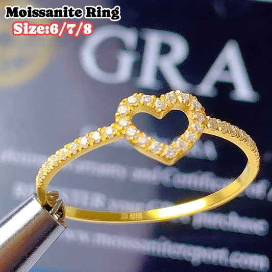 Heart Moissanite Ring 18k Saudi Gold