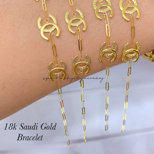 Paperclip CC Bracelet 18k Saudi Gold