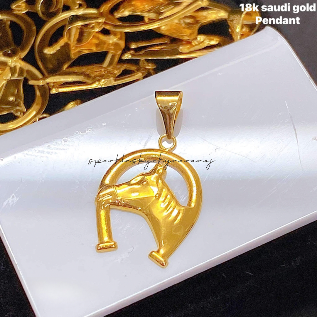 Gold Horse Head Pendant Only 18k Saudi Gold