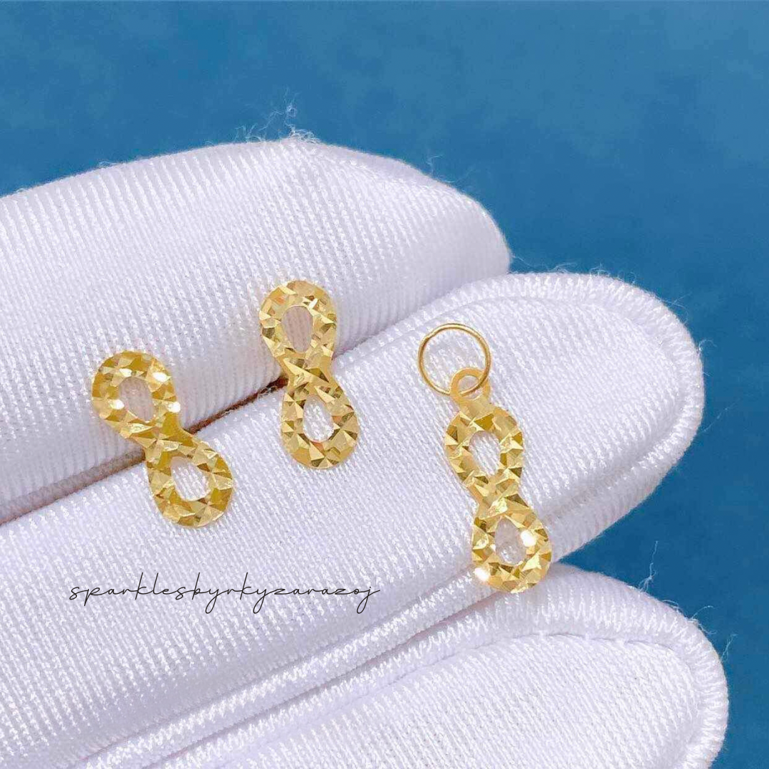 Set Diacut Infinity Pendant Solid 18k Saudi Gold