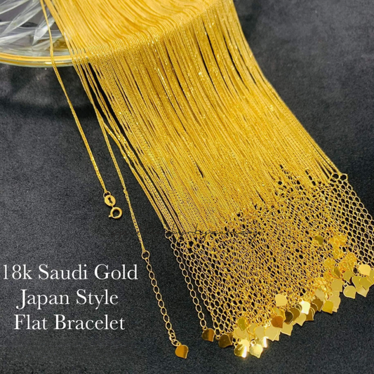 Japan Style Flat Bracelet 18k Saudi Gold