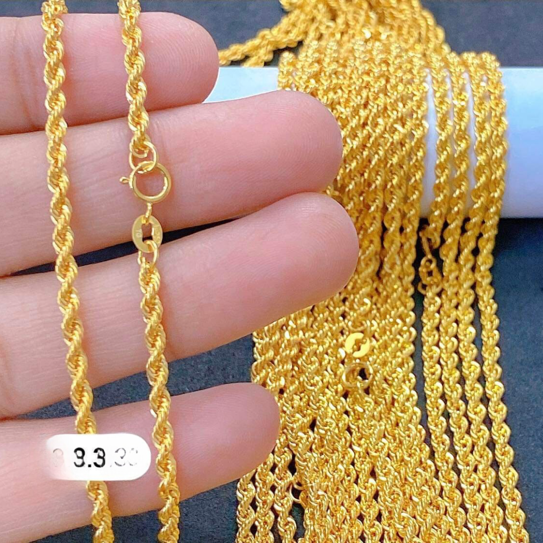 18” Rope Chain Solid 18k Saudi Gold