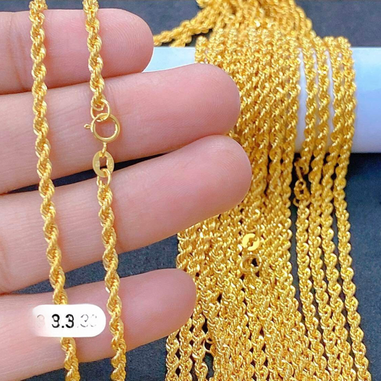 18” Rope Chain Solid 18k Saudi Gold