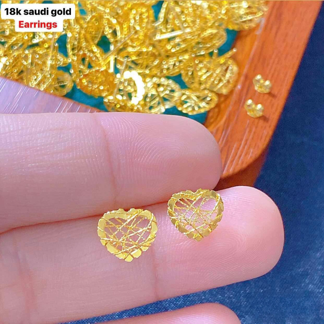 Net Heart Earrings 18k Saudi Gold