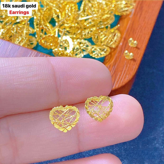 Net Heart Earrings 18k Saudi Gold