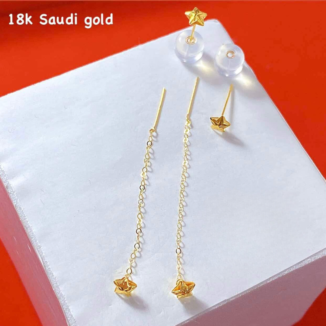 Star Tictac Earrings 18k Saudi Gold