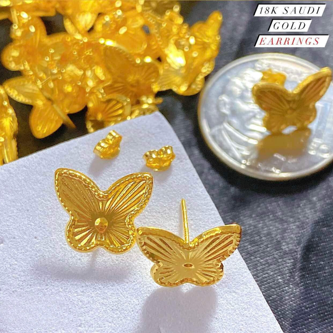 Sinag Butterfly Earrings 18k Saudi Gold