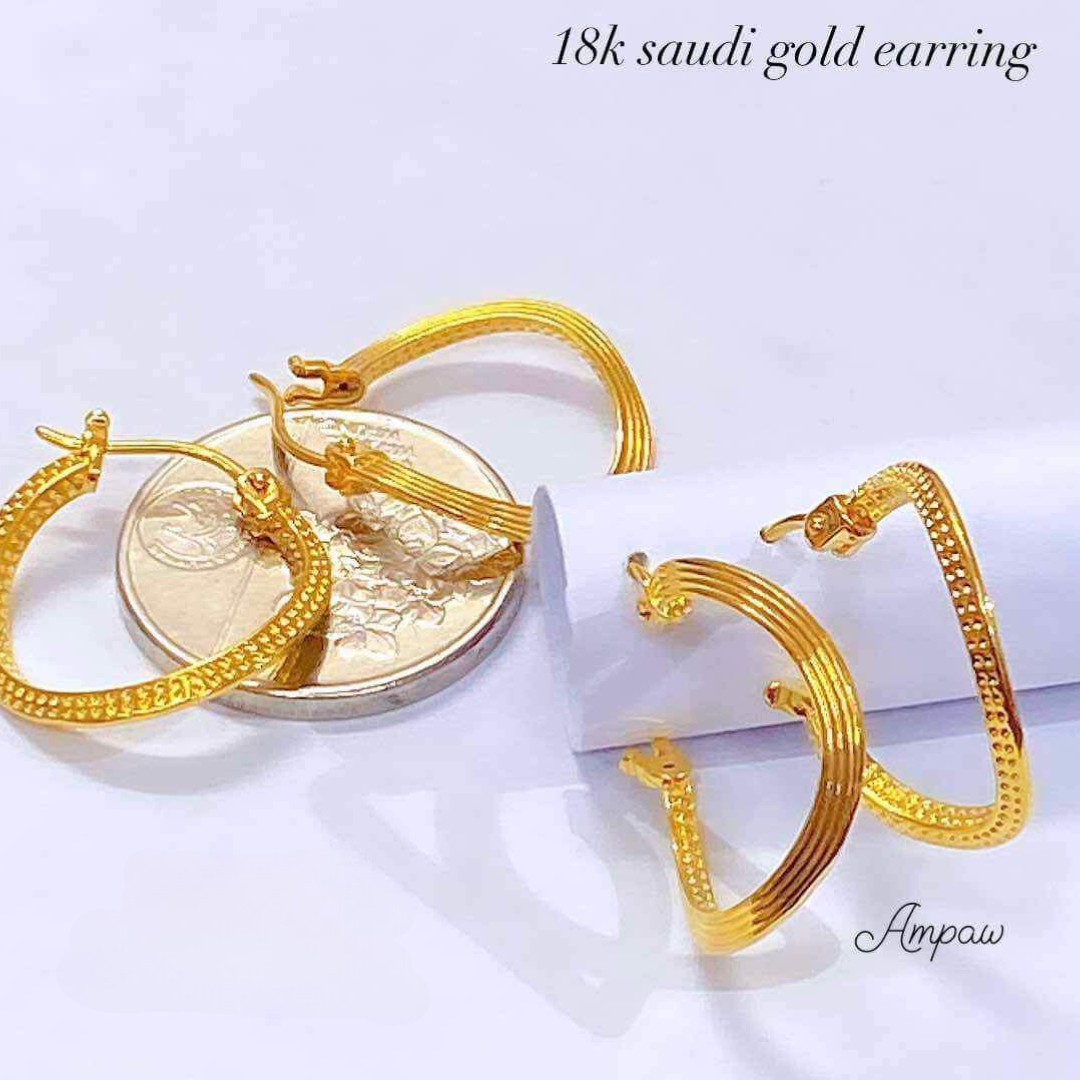 Belt Style Earrings Ampaw 18k Saudi Gold