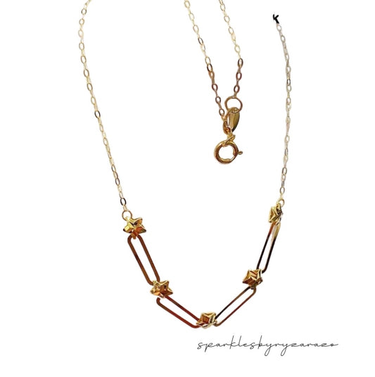 Paperclip Star necklace solid pawnable 18k Gold