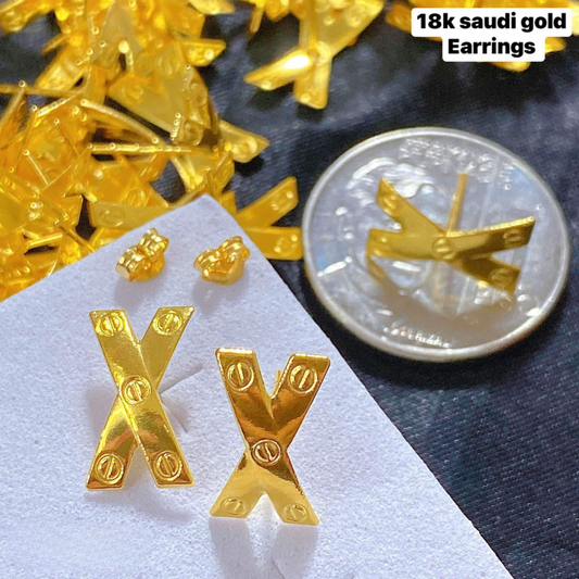 X Cartier Earrings 18k Saudi Gold