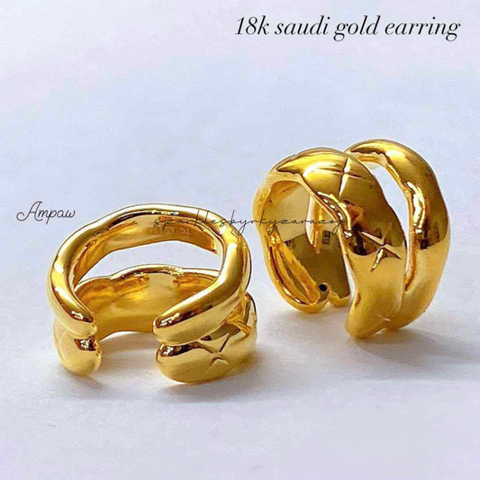 Twin Raniala Earrings Ampaw 18k Saudi Gold