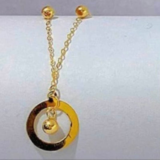Round Ball Station Necklace 18k Saudi Gold