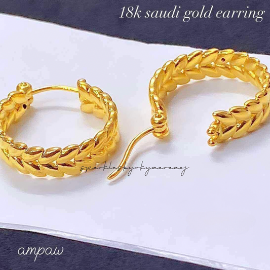 Gold Palay Earrings Ampaw 18k Saudi Gold