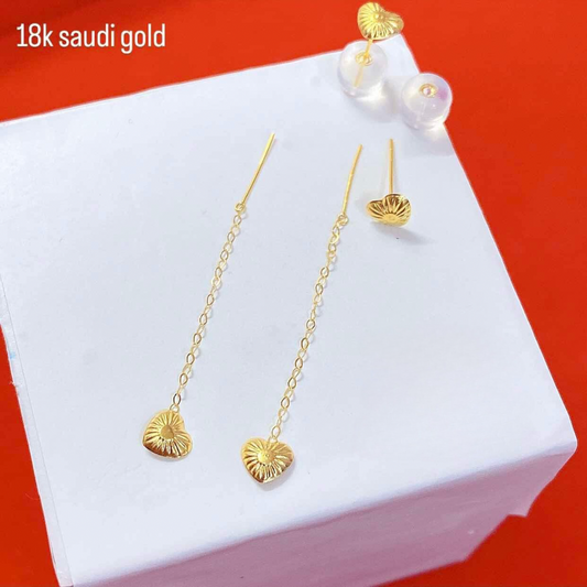 Diacut Heart Tictac Earrings 18k Saudi Gold