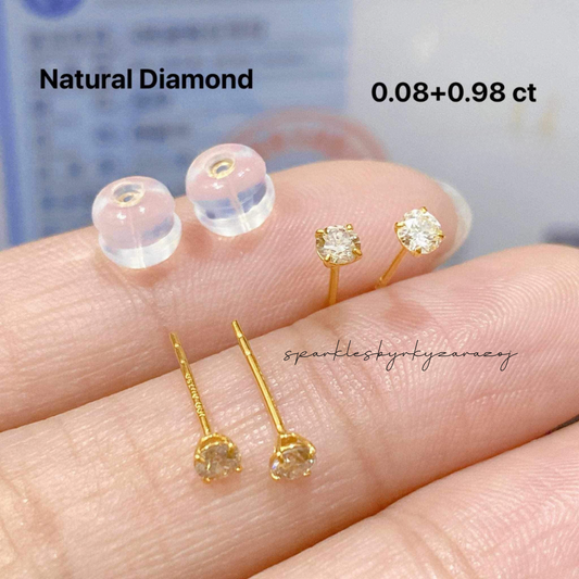 #4 Mini Earrings Natural Diamond 18k Saudi Gold