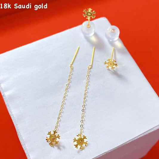 Snow Flakes Tictac Earrings 18k Saudi Gold