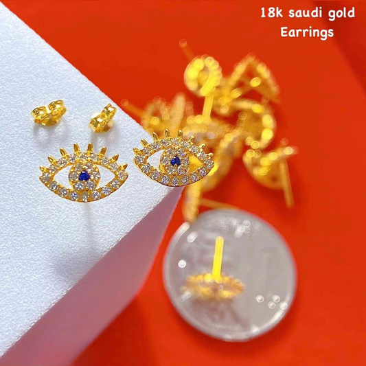 Evil Eye Earrings 18k Saudi Gold