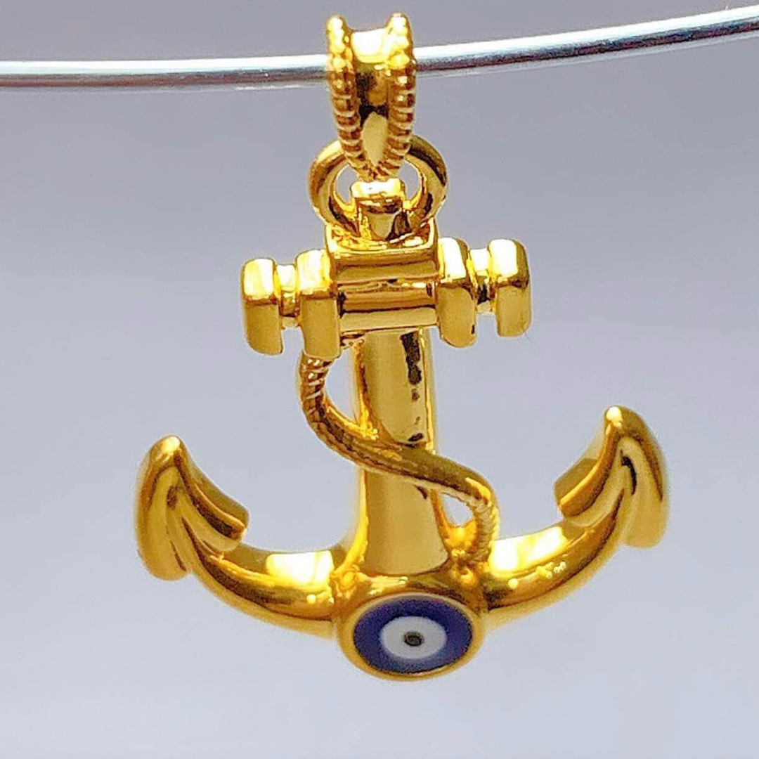 Anchor with Evil Eye Pendant Ampaw 18k Saudi Gold