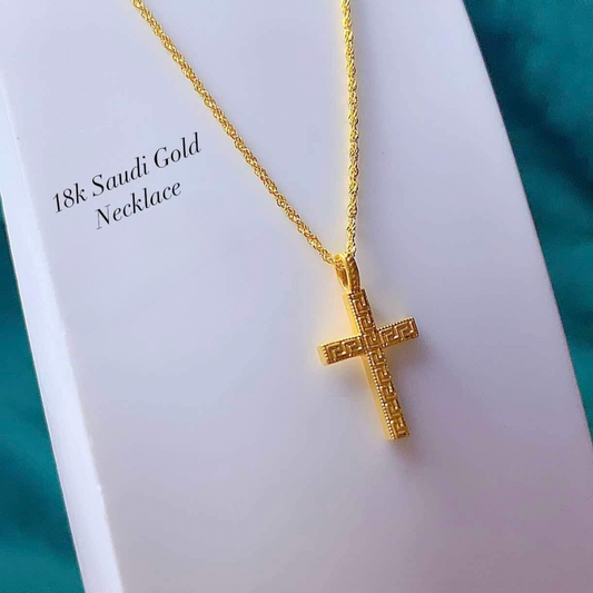 #9 Cross Pendant Only Ampaw 18k Saudi Gold