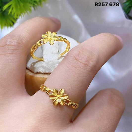 Flower Ring Solid 18k Saudi Gold