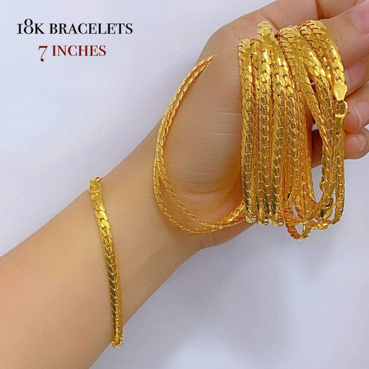 7" Makapal Flat Bracelet 18k Saudi Gold