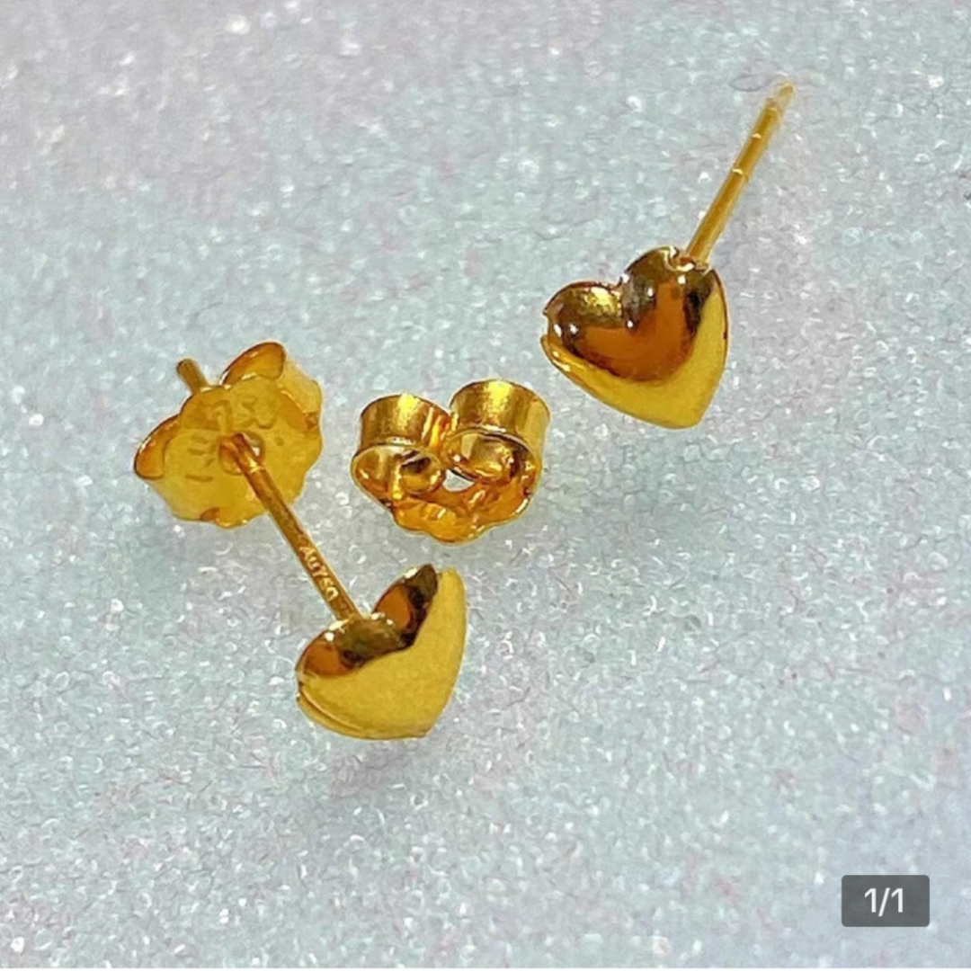 Heart Earring Stud 18k Saudi Gold