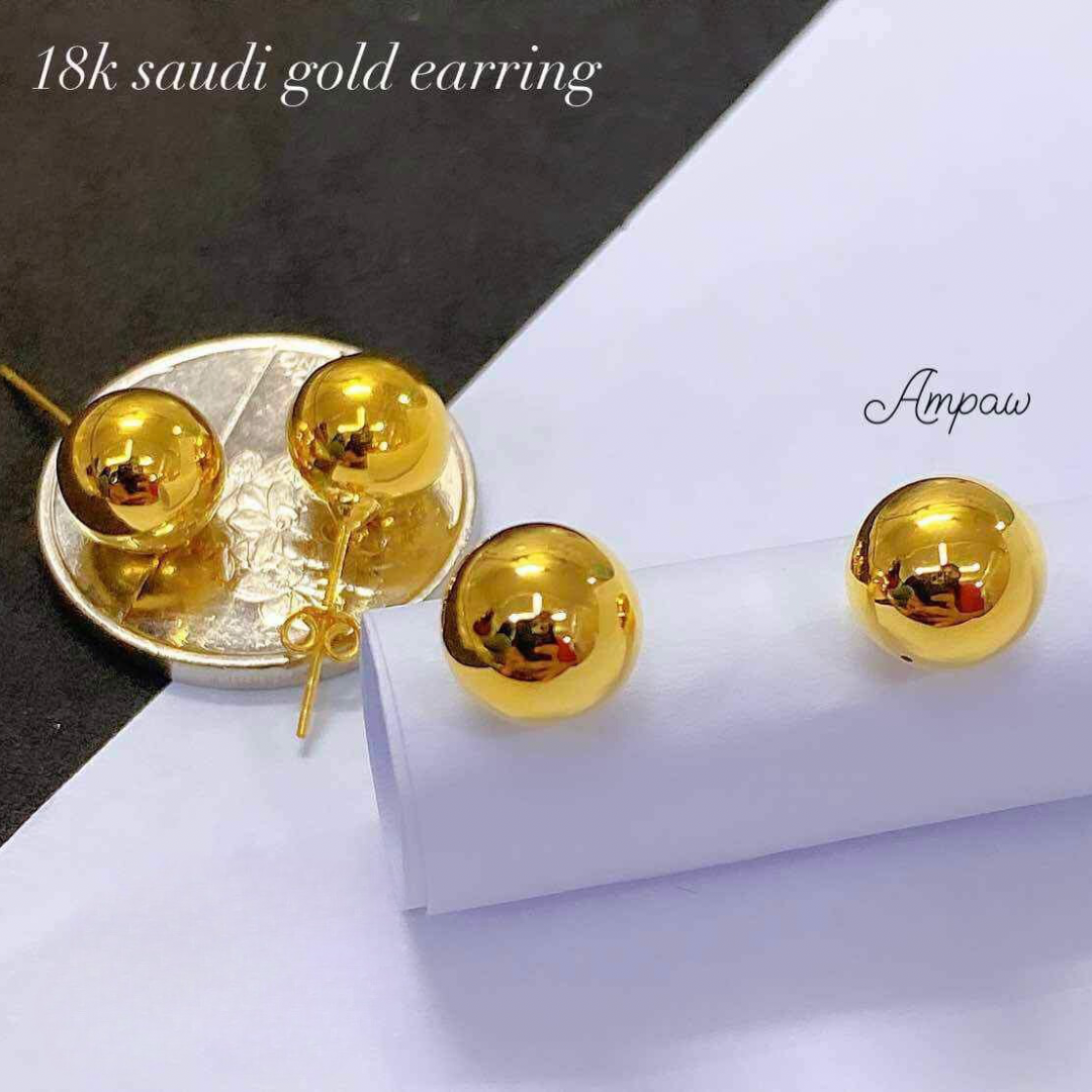 Ball Earrings Ampaw 18k Saudi Gold