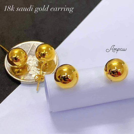 Ball Earrings Ampaw 18k Saudi Gold