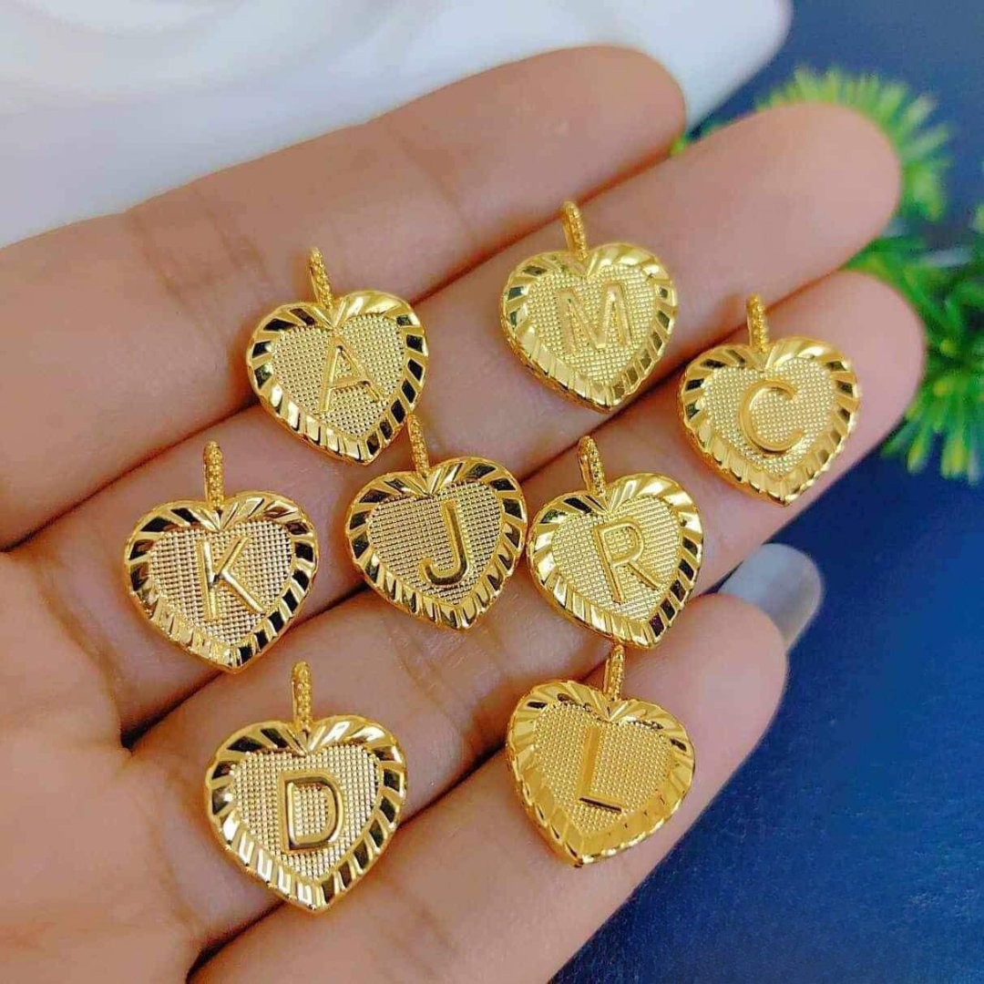 Letter Heart Pendant Ampaw 18k Saudi Gold