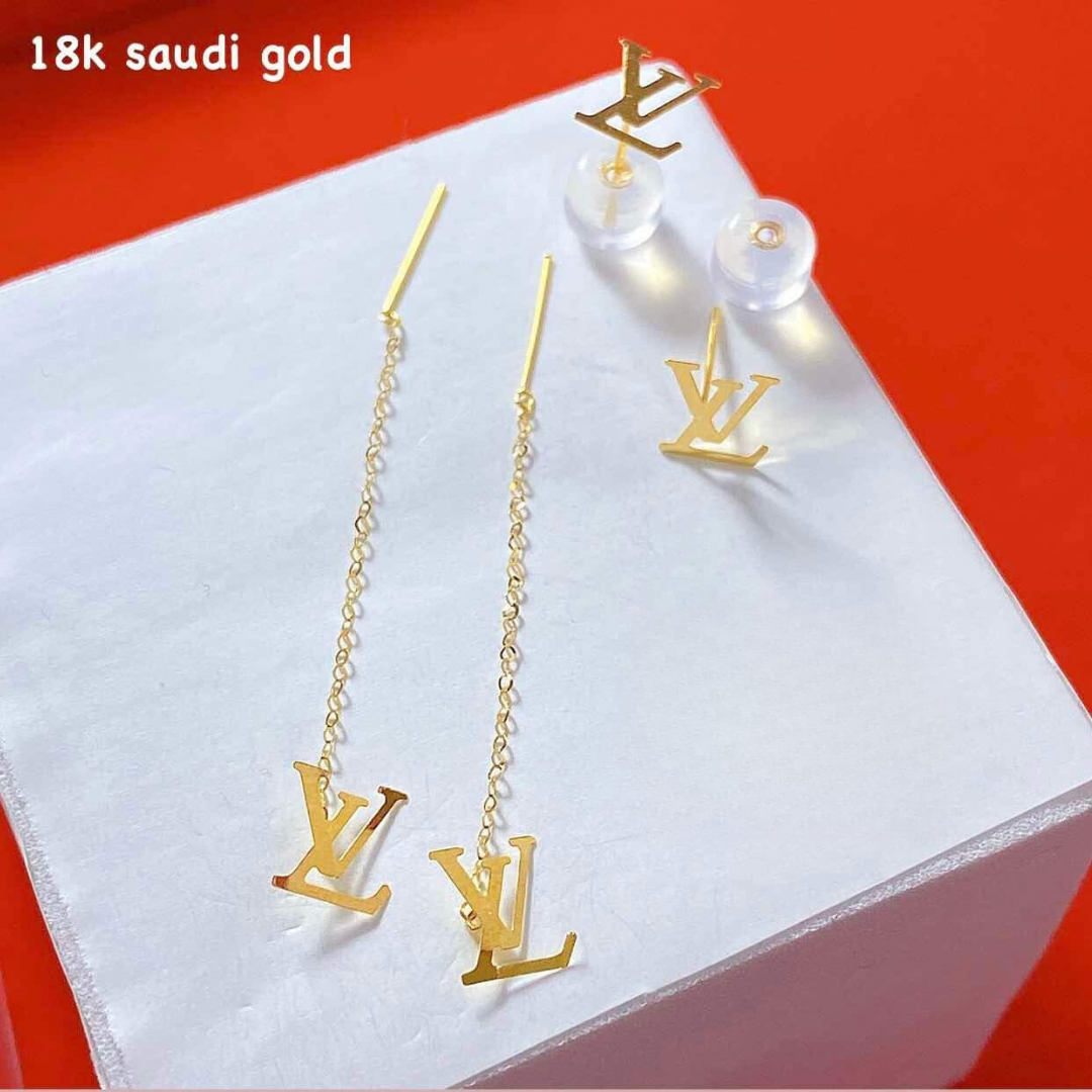 LV Tictac Earrings 18k Saudi Gold