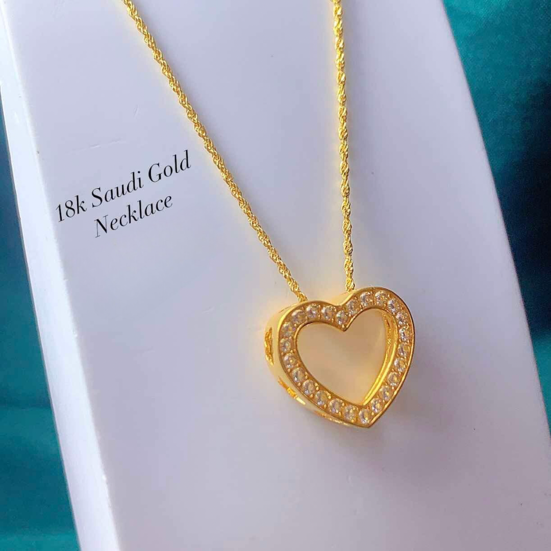 Heart with Diamond Pendant Only Ampaw 18k Saudi Gold